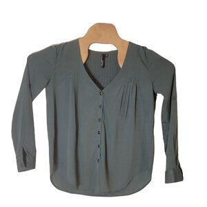 O'Neil Button Up Long Sleeve Blouse Women's‎ Size XS Green Lightweight